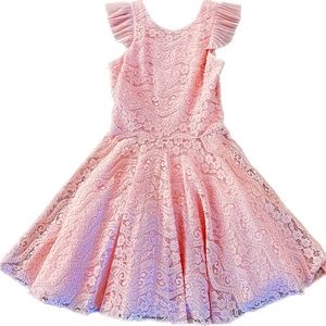 NWT David Charles Childrens Wear Pink Lace Gown, size 12